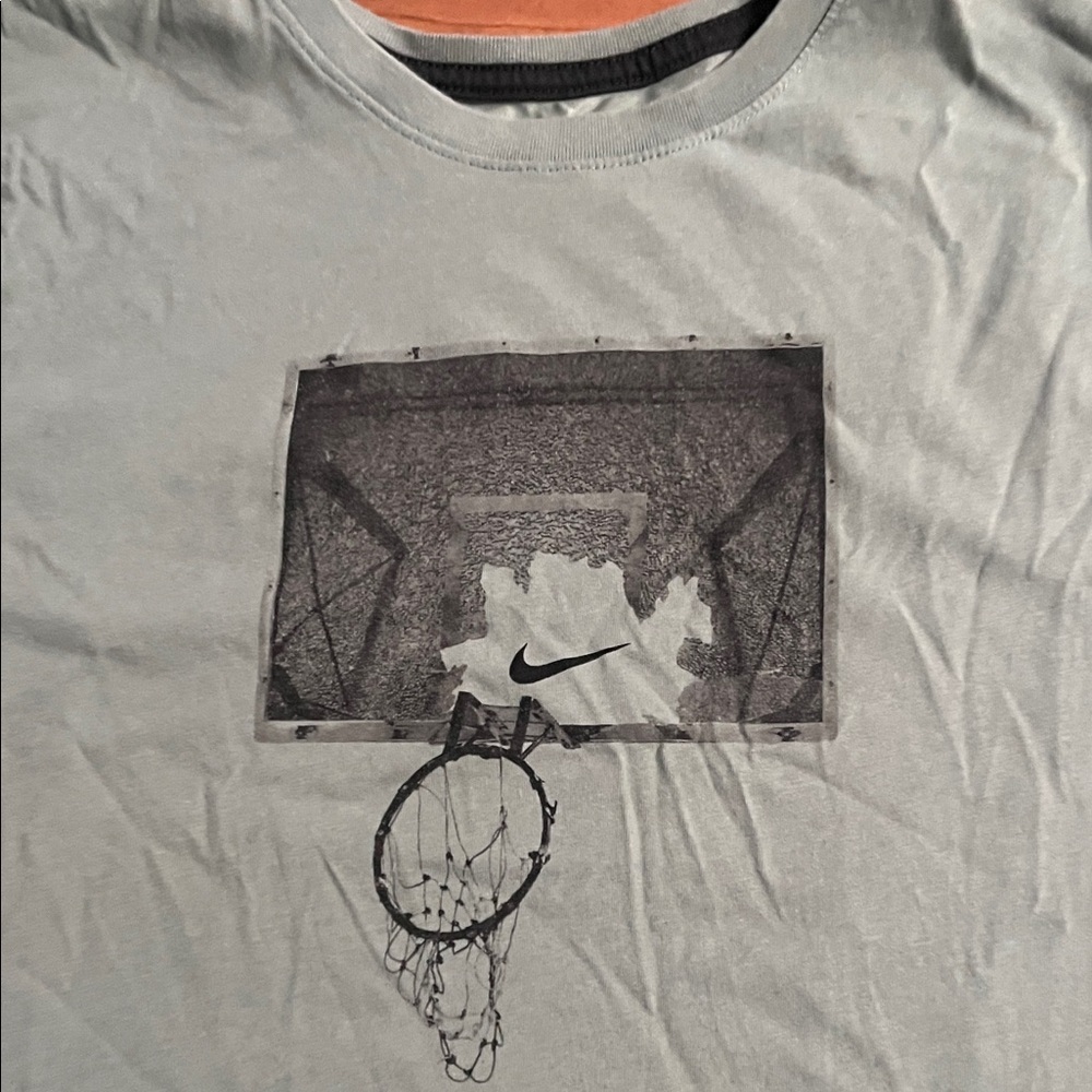 Nike Gray Graphic Tee with Basketball Design